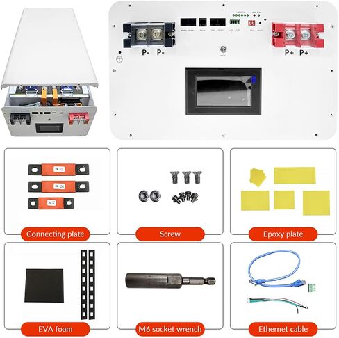 16KWh 48V LiFePO4 Battery Box DIY Energy Storage , Cabinet (Cells Excluded) | 51.2V 314Ah Lithium Iron Pack Metal Case,with 200A JK BMS and Other Accessories,for Off Grid,Backup Power,Home Storage in Kuwait