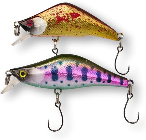 Wobbler Starter 2 Pack – Ultralight Wobble Minnow Crankbait Fishing Lures (55mm & 50mm) – Wounded & Western Series – Single Barb Hooks – Trout, Bass & Panfish Lures in Saudi Arabia