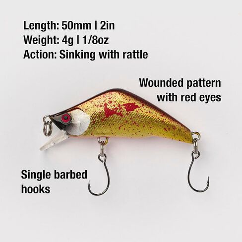 Wobbler Starter 2 Pack – Ultralight Wobble Minnow Crankbait Fishing Lures (55mm & 50mm) – Wounded & Western Series – Single Barb Hooks – Trout, Bass & Panfish Lures in Saudi Arabia