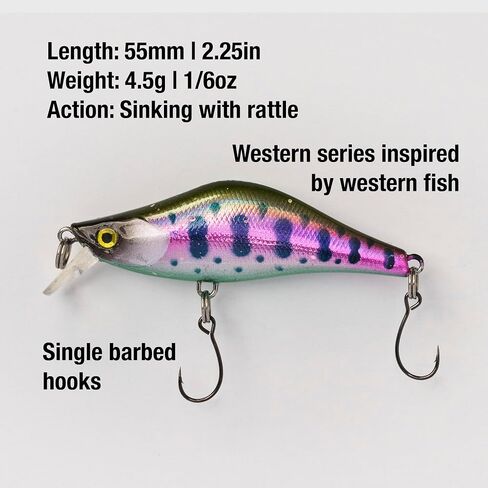 Wobbler Starter 2 Pack – Ultralight Wobble Minnow Crankbait Fishing Lures (55mm & 50mm) – Wounded & Western Series – Single Barb Hooks – Trout, Bass & Panfish Lures in Saudi Arabia