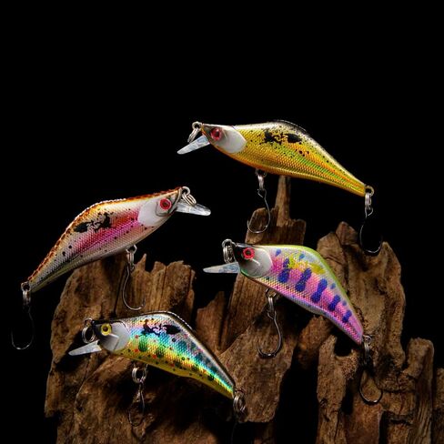 Wobbler Starter 2 Pack – Ultralight Wobble Minnow Crankbait Fishing Lures (55mm & 50mm) – Wounded & Western Series – Single Barb Hooks – Trout, Bass & Panfish Lures in Saudi Arabia