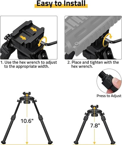 CVLIFE Picatinny Bipods للبنادق التكتيكية بندقية Bipod قابل للتعديل دوران 360 درجة الميل المحمولة Bipod قوي للصيد وإطلاق النار in Saudi Arabia