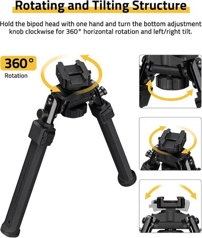 CVLIFE Picatinny Bipods للبنادق التكتيكية بندقية Bipod قابل للتعديل دوران 360 درجة الميل المحمولة Bipod قوي للصيد وإطلاق النار in Saudi Arabia