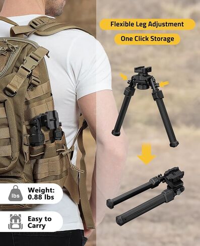 CVLIFE Picatinny Bipods للبنادق التكتيكية بندقية Bipod قابل للتعديل دوران 360 درجة الميل المحمولة Bipod قوي للصيد وإطلاق النار in Saudi Arabia