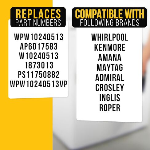 WPW10240513 W10240513 ضربة باب الغسالة [تتضمن نصائح DIY] من PartsBroz - أجزاء غسالة Whirlpool Kenmore Maytag المتوافقة - تحل محل AP6017583 PS11750882 - مناسبة تمامًا للغسالات ذات التحميل العلوي in Saudi Arabia