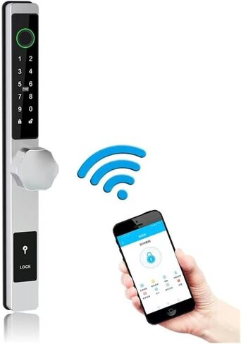 Intelligent Lock Ultra-Thin Aluminum Alloy Door Intelligent Digital Fingerprint Lock Waterproof with Key Round Handle TTLock APP (Color : Kit12) in Saudi Arabia