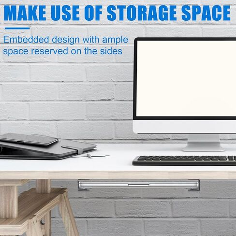 Under Desk Laptop Mount, Black Wall Mountable Desk Thick Metal Shelf with Screws Anti-Slip Laptop Holder for Book Tablets Keyboards Tray Storage in Saudi Arabia