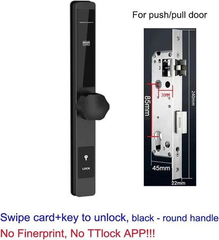 Intelligent Lock Ultra-Thin Aluminum Alloy Door Intelligent Digital Fingerprint Lock Waterproof with Key Round Handle TTLock APP (Color : Kit12) in Saudi Arabia