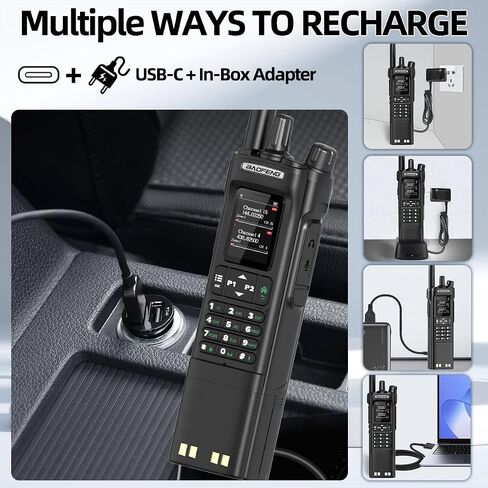 راديو BAOFENG DM32 DMR Radio10W راديو هام طويل المدى محمول باليد 3800 مللي أمبير في الساعة قابل لإعادة الشحن، راديو NOAA للطقس DM-32UV راديو ثنائي الاتجاه مع شحن USB-C، تردد النسخ لصيد معدات النجاة in Saudi Arabia