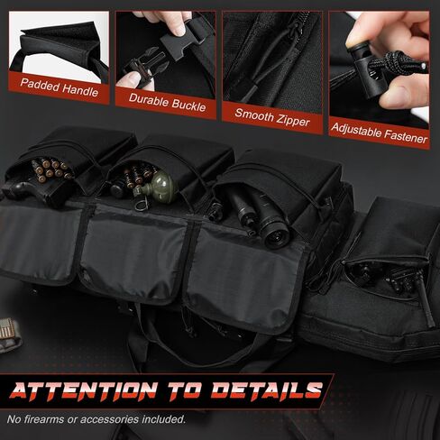 DULCE DOM Double Rifle Case 36/42/48 inch Soft Gun Bag Tactical Backpack with Removable Dividers for Hunting Shooting Range, MOLLE System Multiple Magazine Pouches & Accessory Bags in Kuwait