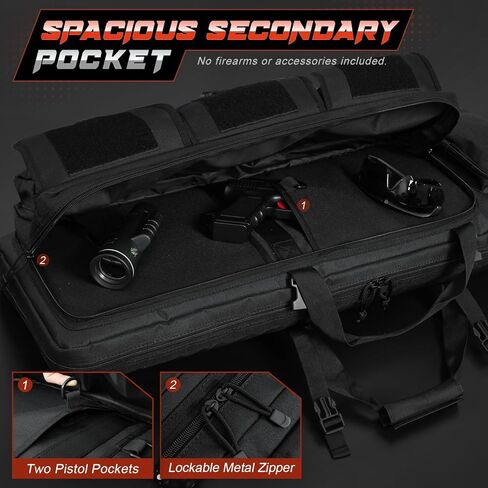 DULCE DOM Double Rifle Case 36/42/48 inch Soft Gun Bag Tactical Backpack with Removable Dividers for Hunting Shooting Range, MOLLE System Multiple Magazine Pouches & Accessory Bags in Kuwait