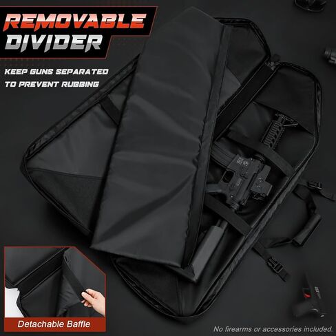 DULCE DOM Double Rifle Case 36/42/48 inch Soft Gun Bag Tactical Backpack with Removable Dividers for Hunting Shooting Range, MOLLE System Multiple Magazine Pouches & Accessory Bags in Kuwait