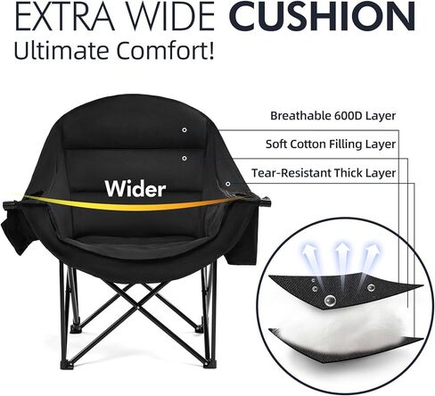 Heated Double Camping Chair - Heated Loveseat Chair for 2 Person Heavy Duty Oversized Padded Camping Couch for Adults Outdoor Sports Lawn Portable Folding Chairs in Saudi Arabia
