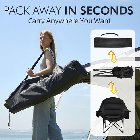 Heated Double Camping Chair - Heated Loveseat Chair for 2 Person Heavy Duty Oversized Padded Camping Couch for Adults Outdoor Sports Lawn Portable Folding Chairs in Saudi Arabia