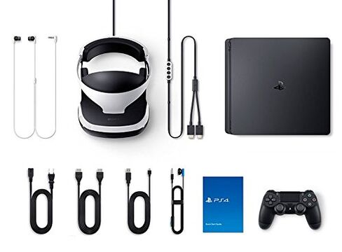 حزمة PlayStation VR Start Bundle 10 عناصر: VR Start Bundle، وحدة تحكم Sony PS4 Slim 1 تيرابايت - Jet Black، 7 أقراص ألعاب VR حتى الفجر: Rush of Blood، EVE: Valkyrie، Battlezone، Batman: Arkham VR، DriveClub، Eagle Flight in Kuwait