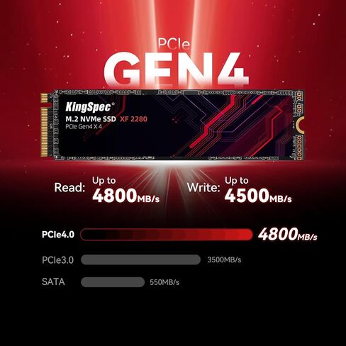 KingSpec 2TB M.2 SSD 2280 NVMe PCIe 4.0 x4, Read/Write Speed up to 4000/3500MB/s, Internal M2 PCIe SSD Compatible with Gaming Console/Desktop/Gaming Laptop in Saudi Arabia