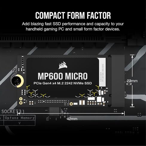 Corsair MP700 Micro 4TB PCIe 5.0 NVMe M.2 2242 SSD – Up to 9,400 MB/s Read, 8,100 MB/s Write – Gen5 Speed for Laptops & Mini PCs – Black in Saudi Arabia