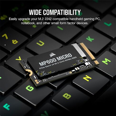 Corsair MP700 Micro 4TB PCIe 5.0 NVMe M.2 2242 SSD – Up to 9,400 MB/s Read, 8,100 MB/s Write – Gen5 Speed for Laptops & Mini PCs – Black in Saudi Arabia