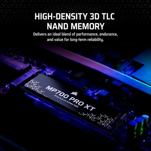 Corsair MP700 PRO XT 2TB PCIe 5.0 NVMe M.2 SSD - ما يصل إلى 14,900 ميجابايت/ثانية، سرعة Gen5، تخزين مباشر جاهز لأجهزة الكمبيوتر المخصصة للألعاب - أسود in Saudi Arabia