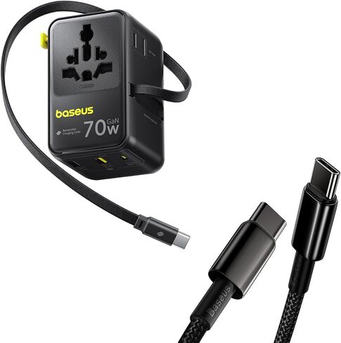 Baseus USB C Cable 100W 70W Universal Travel Adapter with Retractable Cable in Saudi Arabia