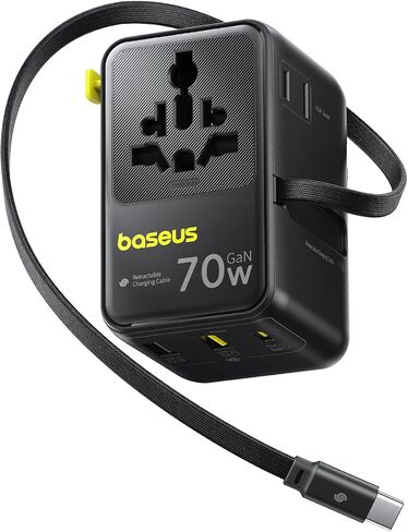 Baseus USB C Cable 100W 70W Universal Travel Adapter with Retractable Cable in Saudi Arabia
