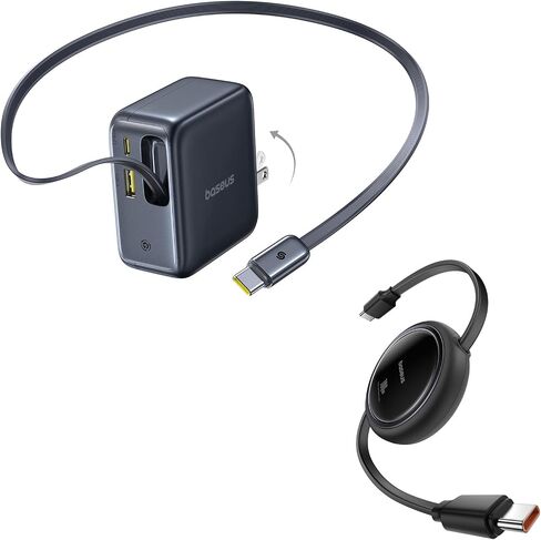 Baseus كابل شحن سريع USB C 5A قابل للسحب 100 واط، شاحن USB C 100 واط مع كابل مدمج قابل للسحب in Saudi Arabia