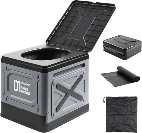 Portable Toilet for Adults, Collapsible Travel Toilet for Camping, Car, Boat & Emergency Use – Lightweight Folding Potty with Lid & Bag, Compact for Outdoor & RV in Saudi Arabia