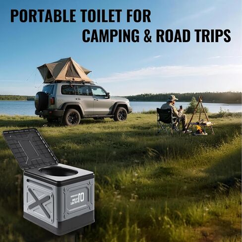 Portable Toilet for Adults, Collapsible Travel Toilet for Camping, Car, Boat & Emergency Use – Lightweight Folding Potty with Lid & Bag, Compact for Outdoor & RV in Saudi Arabia