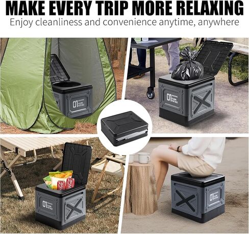 Portable Toilet for Adults, Collapsible Travel Toilet for Camping, Car, Boat & Emergency Use – Lightweight Folding Potty with Lid & Bag, Compact for Outdoor & RV in Saudi Arabia