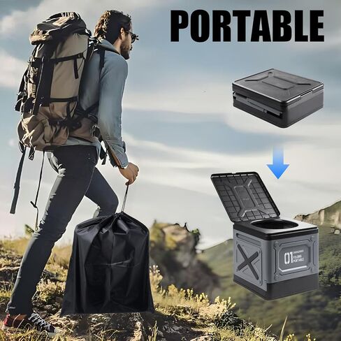 Portable Toilet for Adults, Collapsible Travel Toilet for Camping, Car, Boat & Emergency Use – Lightweight Folding Potty with Lid & Bag, Compact for Outdoor & RV in Saudi Arabia