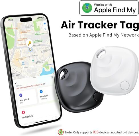 علامات تعقب الهواء - 4 عبوات، جهاز تعقب بلوتوث ذكي يعمل مع Apple Find My (iOS فقط)، علامة تتبع مع حبل قصير، مكتشف العناصر للأمتعة، المفاتيح، حقائب السفر، بطارية قابلة للاستبدال (ليس لأجهزة Android) in Kuwait