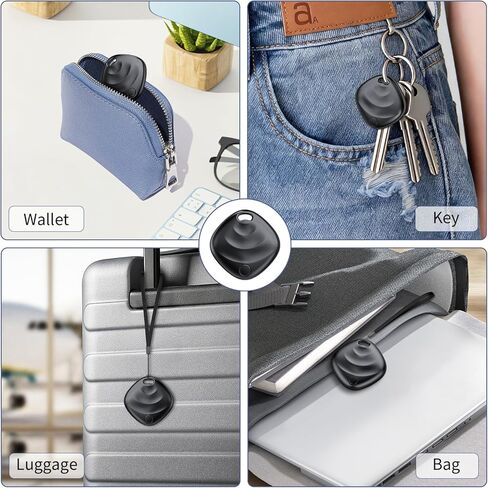 علامات تعقب الهواء - 4 عبوات، جهاز تعقب بلوتوث ذكي يعمل مع Apple Find My (iOS فقط)، علامة تتبع مع حبل قصير، مكتشف العناصر للأمتعة، المفاتيح، حقائب السفر، بطارية قابلة للاستبدال (ليس لأجهزة Android) in Kuwait