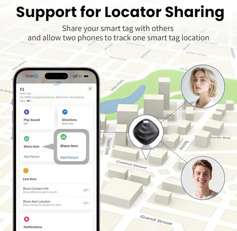 علامات تعقب الهواء - 4 عبوات، جهاز تعقب بلوتوث ذكي يعمل مع Apple Find My (iOS فقط)، علامة تتبع مع حبل قصير، مكتشف العناصر للأمتعة، المفاتيح، حقائب السفر، بطارية قابلة للاستبدال (ليس لأجهزة Android) in Kuwait