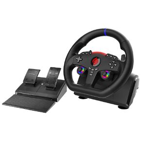SUBSONIC - عجلة القيادة Superdrive 270 GT-5 - عجلة قيادة PS5 LED مع عصي مزدوجة، دوران 270 درجة، دواسات ومبدلات مجداف. متوافق مع PS5 والكمبيوتر الشخصي – أسود in Kuwait