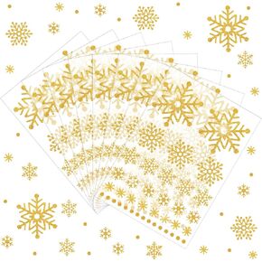 Outus 8 Sheets 8 Sheets Small Snowflake Stickers for Crafts Glitter Winter Mini Clear Decals Assorted Size, 39 Pcs Snowflake Dot Stickers Per Sheet (Silver) in Kuwait