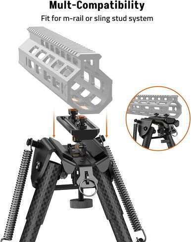 MidTen حبال مسمار Bipod للبنادق bipod لـ M-Rail bipod مع محول M-Rail 6-9 بوصة من الألومنيوم وألياف الكربون in Kuwait