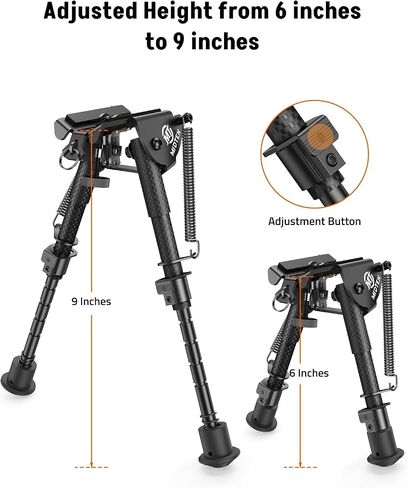 MidTen حبال مسمار Bipod للبنادق bipod لـ M-Rail bipod مع محول M-Rail 6-9 بوصة من الألومنيوم وألياف الكربون in Kuwait