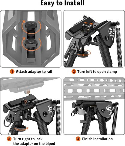 MidTen حبال مسمار Bipod للبنادق bipod لـ M-Rail bipod مع محول M-Rail 6-9 بوصة من الألومنيوم وألياف الكربون in Kuwait