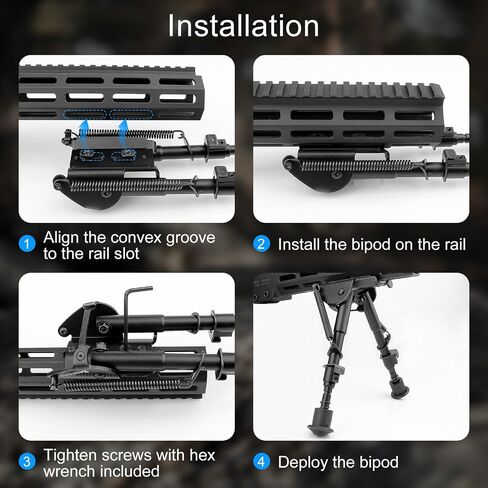 Besrilien Rifle Bipod 6-9 بوصات متوافقة مع Mlok Bipods للبنادق خفيفة الوزن Bipod متكاملة للصيد والرماية in Kuwait