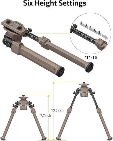 CVLIFE Adjustable Rifle Bipod with Adapter Compatible with M-Rail and Sling Stud for Hunting in Saudi Arabia