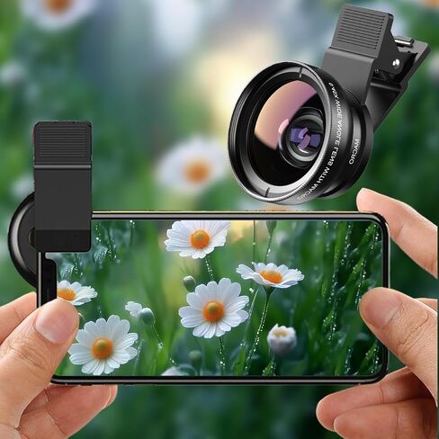 0.45X Wide Angle and Macro Lens Clip-On Smartphone Camera Lens for Photography Vlog Compatible Content Creators 1 Pcs(Black) in Saudi Arabia