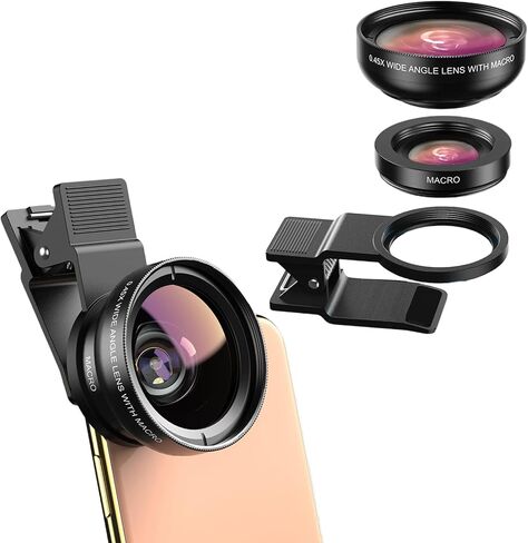 0.45X Wide Angle and Macro Lens Clip-On Smartphone Camera Lens for Photography Vlog Compatible Content Creators 1 Pcs(Black) in Saudi Arabia