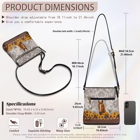 Leather Women Crossbody Hobo Bag Satchel Purse Handbag with Adjustable Shoulder Strap and Zipper Pockets in Saudi Arabia