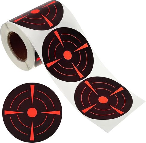 3" Fluorescent Round Splatter Target Stickers, 1 Roll Reactive Paper Targets Adhesive Bullseye Shooting Targets for Shooting Range Practice, Black/Red in Saudi Arabia