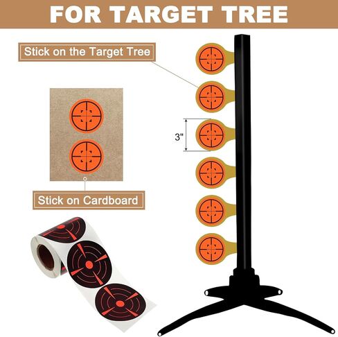 3" Fluorescent Round Splatter Target Stickers, 1 Roll Reactive Paper Targets Adhesive Bullseye Shooting Targets for Shooting Range Practice, Black/Red in Saudi Arabia