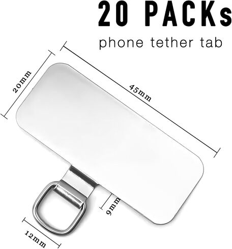 20 Pack Phone Tether Tab for Lanyard & Strap, Stainless Steel, Heavy Duty, 0.3mm Ultra Thin, Waterproof, No Tarnish in Saudi Arabia