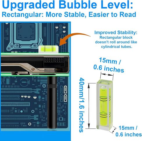 Graphics Card GPU Support Bracket: GPU Sag Bracket Video Card Stand GPU Holder Graphics Card Support with Rectangular Bubble Level Black (L 74-120mm) in Saudi Arabia