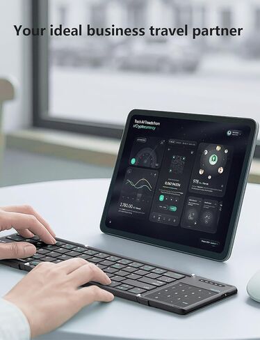 Nillkin Foldable Bluetooth Keyboard with Touchpad & Number Pad, Portable Bluetooth Keyboard with Full Size Keys, Pocket-Sized Wireless Travel Keyboards for iPad, Smartphone, Tablet and Laptop Black in Saudi Arabia