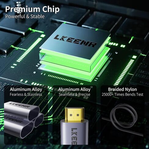 USB C to HDMI Cable 4K 60Hz [5FT/1.5M, Braided] Aluminum HDR Type-C to HDMI 2.0 Cord, Thunderbolt 3/4/5 Compatible for iPhone 15/16 Series, MacBook Pro/Air, iPad, Surface, Galaxy, XPS in Saudi Arabia