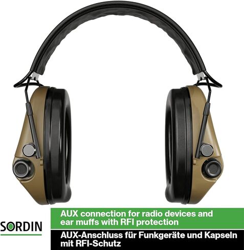 أغطية أذن رفيعة من Sordin MIL AUX - واقيات أذن عسكرية نشطة وإلكترونية مع عصابة رأس جلدية - أغطية أذن تكتيكية in Kuwait